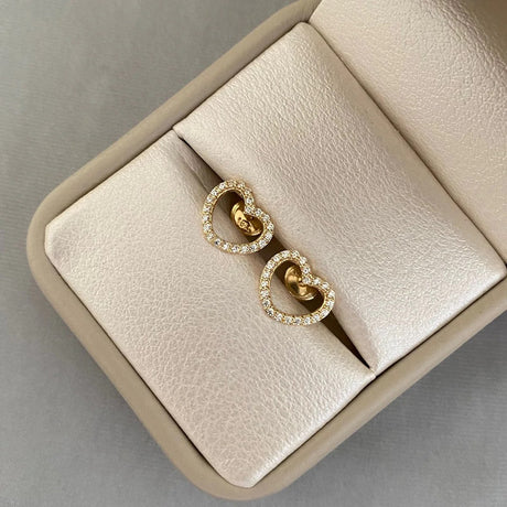 18k Yellow Gold Heart Cast Stud Earrings 10.3mm Colombian