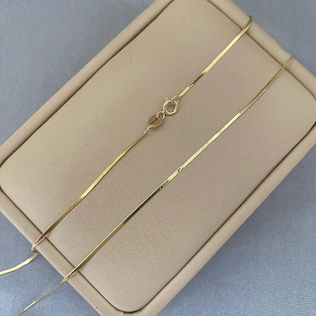 18k Gold Mini Mirror Chain Necklace 45cm Colombian Handcrafted