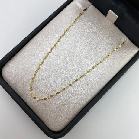 18k Tri-Color Gold Flat Chain Necklace 40cm Colombian Handcrafted