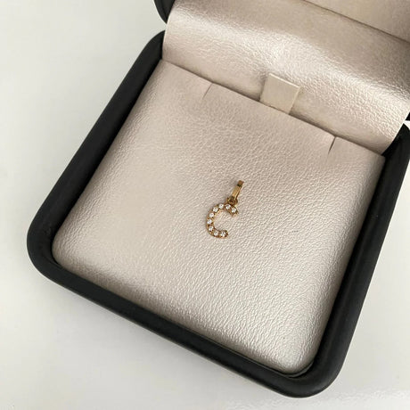 18k Yellow Gold Letter C Pendant 1.5cm Cast Colombian Handcrafted