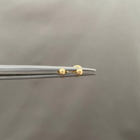 18k Yellow Gold Half Ball Stud Earrings 3mm Colombian Handcrafted