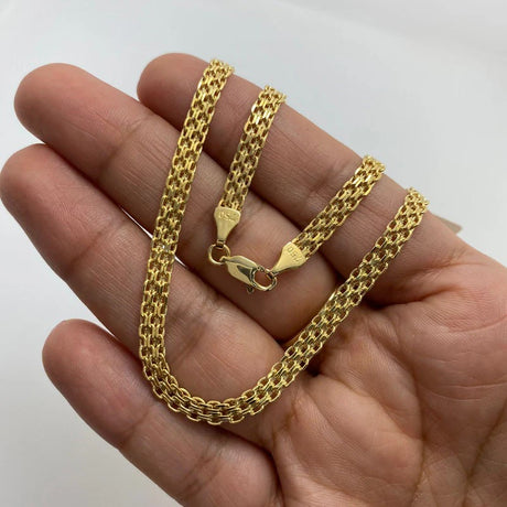 18k Yellow Gold Double Rail Chain Necklace 50cm Colombian