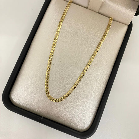 18k Yellow Gold Cuban Chain Necklace 50cm Compact 3.65g Colombian